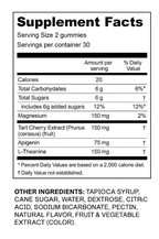 Supplement Facts label: 2 gummies per serving, 30 servings